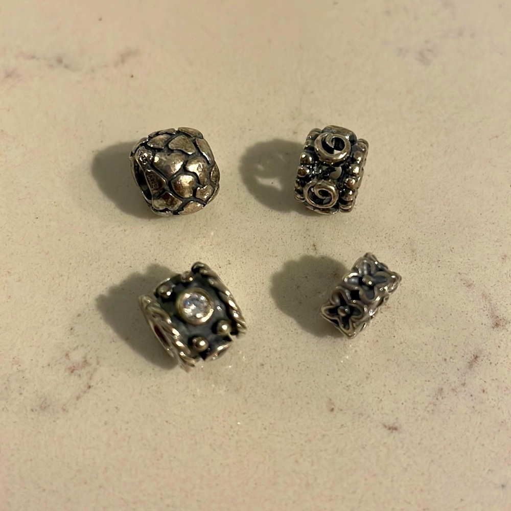 4 silver Pandora beads